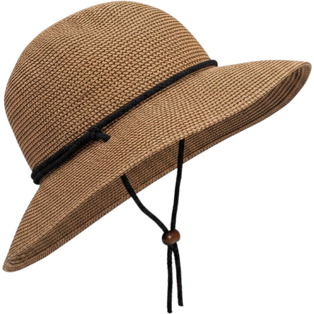 FURTALK Women Straw Sun Hat Packable Summer Beach Hat Brown Wide Brim Size M